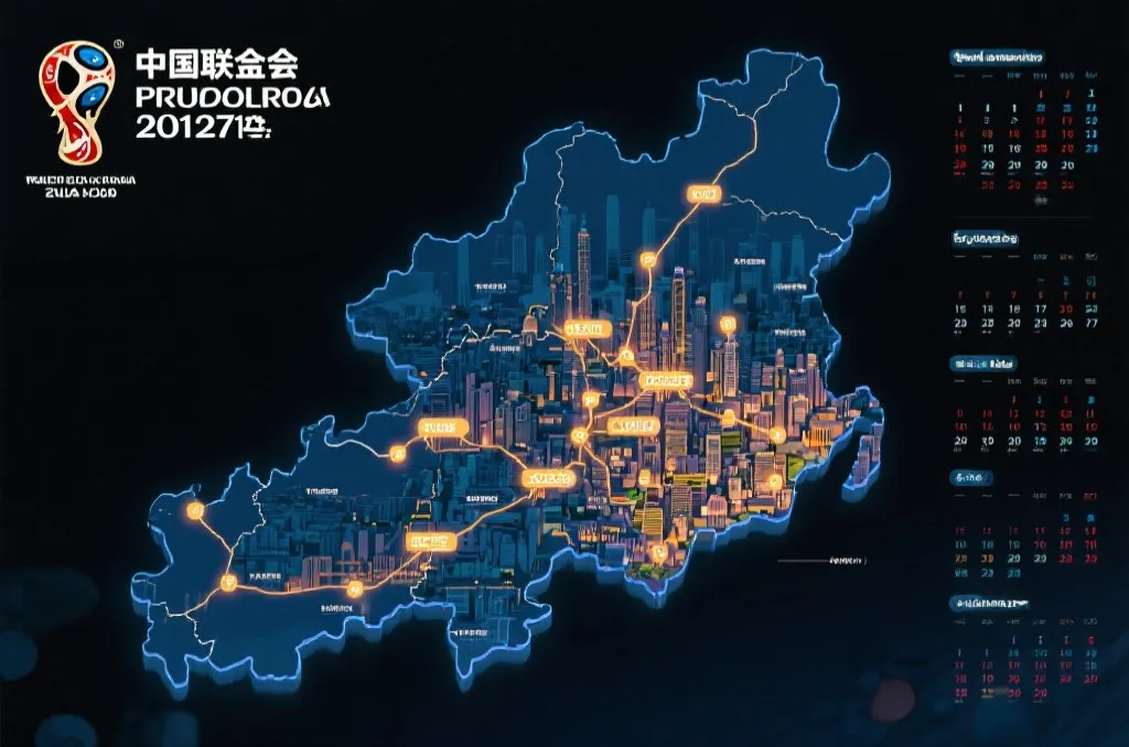 多主办国赛事地图与比赛日历的视觉化示意